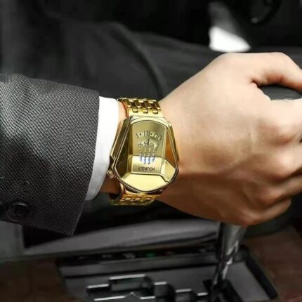 Luxury Locomotive Watch HOURSLY Brand Trend Cool Men’s Wrist Watch Stainless Steel Technology Fashion Quartz Watch For Men
