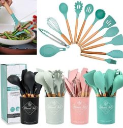 12Pcs Silicone Spoon Set With a Plastic Stand